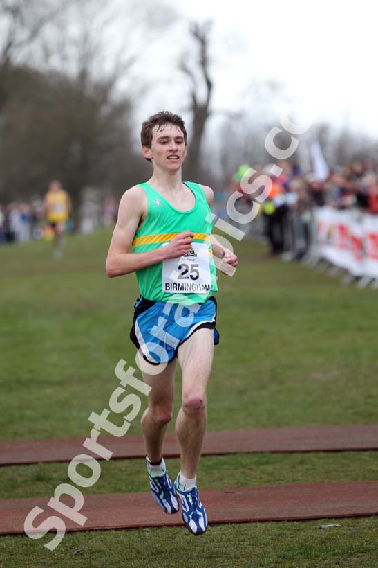 Zak Seddon wins the Under-20 Men, McCain Inter Counties Cross Country, Cofton Park, Birmingham.